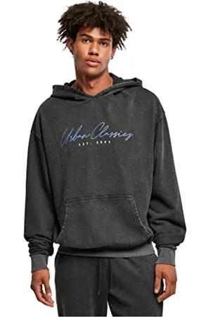 Urban classics Herren TB4923-Script Logo Hoody Kapuzenpullover, Black, XL