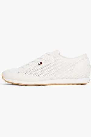 Tommy Hilfiger Damen Th Open Mesh Profile Runner Fw0fw08691 Low Top, White (Ecru), 40 EU