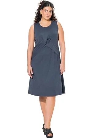 Ulla Popken Damen große Größen Übergrößen Plus Size Jerseykleid mit Knotendetail