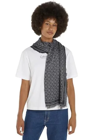 Calvin Klein Damen Schal Monogram Jacquard Winter, Schwarz (Ck Black), Einheitsgröße