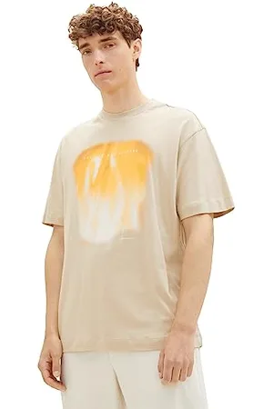 TOM TAILOR Herren 1037682 Relaxed Fit T-Shirt mit Foto-Print, 11704-silver Ecru, L