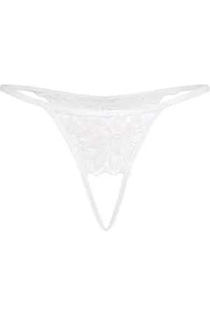 Teyli Damen Ouvert Tanga mit Loch im Schritt - Aus dehnbarer und eleganter Spitze mit ausdrucksstarkem Blumenmotiv - Höschen mit Offenem Schritt - Strings Damen XXL