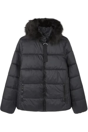 Springfield Damen Chaquetacortaconbolsillosycapuchaconpeloenborde Kurze Wasserabweisende Sorona Aura wattierte Jacke, , S