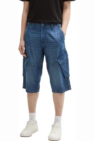 TOM TAILOR Herren 1044977 Bermuda Jeans Shorts, 32191-Used Dark Stone Blue Denim, 38