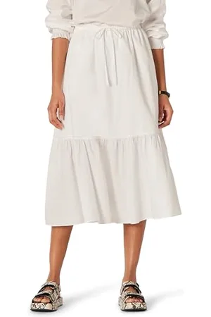 Amazon Damen Ausgestellter Midirock mit Stufen und Baumwoll-Satin (Top Separat Erhältlich), , S
