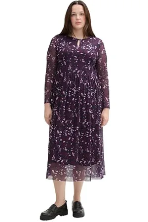 TOM TAILOR Damen 1043729 Kleid, 35893-Berry Autumn Floral Design, 54 Plus