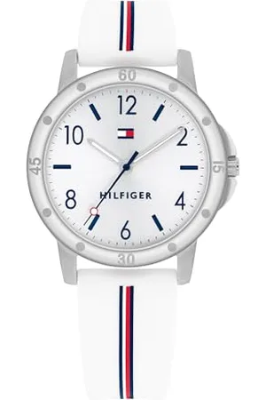 Tommy Hilfiger Mädchenuhr – Silbernes Zifferblatt, -Rosa Silikonarmband, 32mm Roségold-Gehäuse, Quarzwerk, Wasserdicht