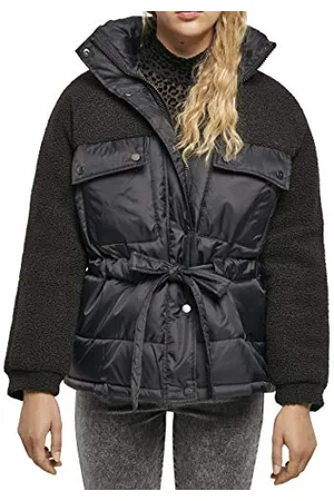 Urban classics Damen TB3768-Ladies Sherpa Mix Puffer Jacket Jacken, Black, 3XL