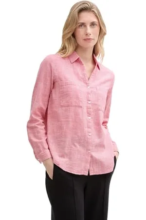 TOM TAILOR Damen 1035247 Bluse mit Brusttaschen aus Baumwolle, 11016-Berry Red, 36