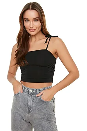 Trendyol Damen Damen-camisole mit U-ausschnitt, Figurbetont, Gewebt Hemd, , M EU