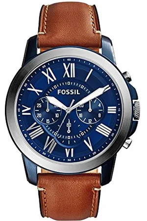 Fossil Grant uhr für Herren, Quarz-Chronographenwerk, mit Edelstahl- oder Lederarmband, , 44MM