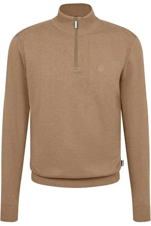 Bugatti Herren Troyer Strickpullover Stehkragen kurzer Reißverschluss Regular Fit