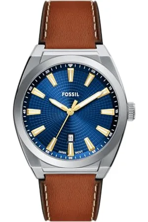 Fossil Herren Analog Quarz Uhr mit Leder Armband FS6115