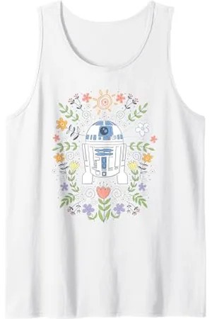 STAR WARS Cute R2D2 Floral Spring Vibes Big Chest Logo Tank Top