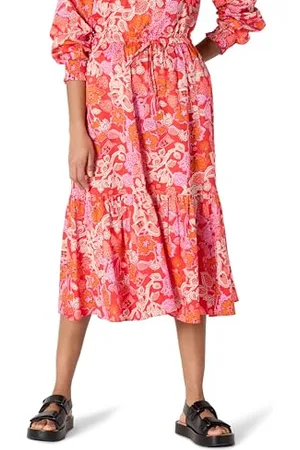 Amazon Damen Ausgestellter Midirock mit Stufen und Baumwoll-Satin (Top Separat Erhältlich), , S