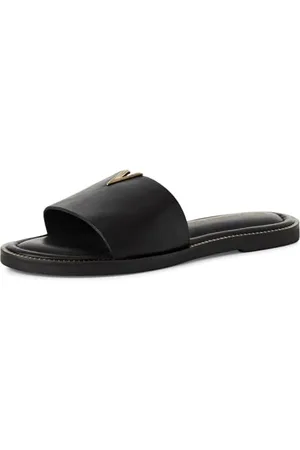 Marco Tozzi Damen Pantoletten aus Leder Elegant, (Black), 40 EU