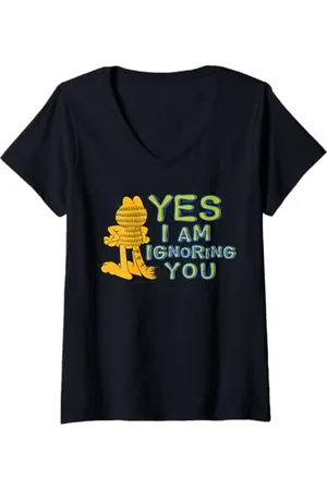 Garfield Damen - Yes I Am Ignoring You T-Shirt mit V-Ausschnitt