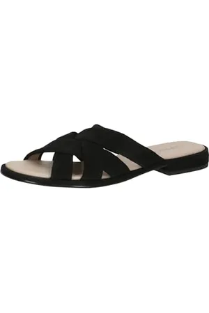 Caprice Damen Pantoletten aus Leder Sommer, Schwarz , 40 EU