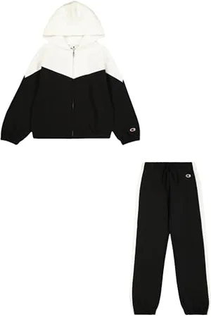 Champion Mädchen Legacy Script Shop G (405046) -Ultra-Light Soft Compact Powerblend Fleece Color Block Hooded Trainingsanzug Kinder, , 7-8 Years