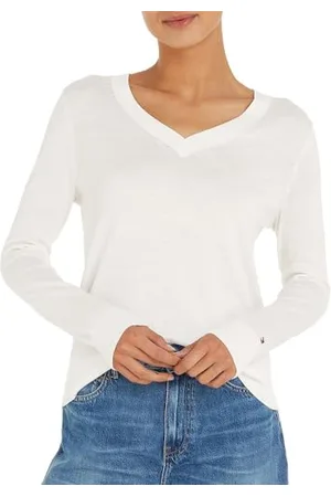 Tommy Hilfiger Damen Pullover Co Jersey Stitch Sweater V-Ausschnitt, , XS