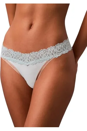 Calvin Klein Damen String Thong mit Spitze, Blau (Ether), XS