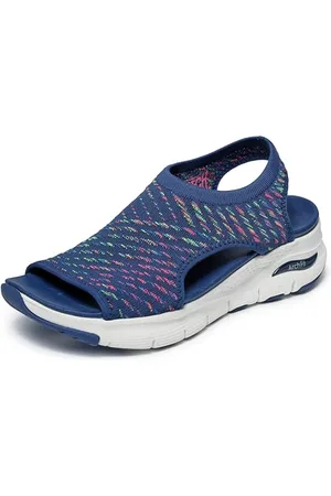 Skechers Damen Arch Fit Fußgewölbe-Passform – Catchy Wave, Marineblau, Mehrfarbig, 36 EU