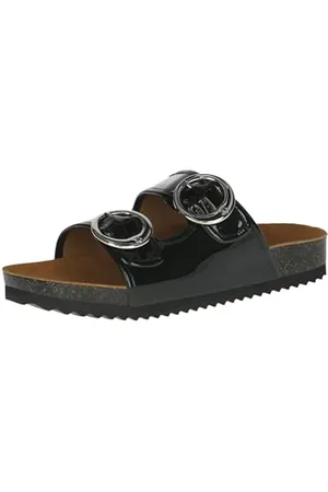 Caprice Damen Pantoletten aus Leder Bequem, Schwarz , 40 EU