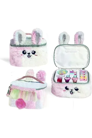 Martinelia Schminkkoffer Kaninchen aus Kunstpelz – Make-up-Set für Kinder – Schönheitsset für Mädchen – Nagellack, Lippenstift, Lidschatten & Aufbewahrungskoffer – Geschenkbox für Mädchen