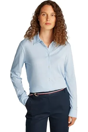 Tommy Hilfiger Damen Hemd Casual Regular Fit, Blau (Breezy Blue), XXL