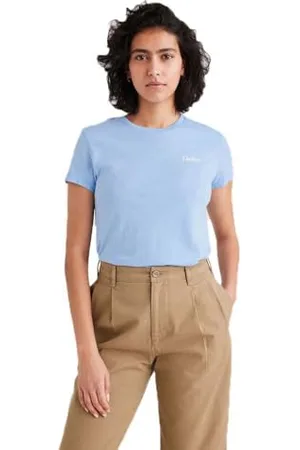 Dockers Damen Graphic TEES, Script Placid Blue (Lucent White), XS EU