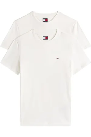 Tommy Hilfiger Herren 2er Pack T-Shirts Kurzarm Xslim Jersey aus Baumwolle, Weiß (Ecru/Ecru), M
