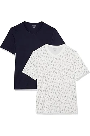 Amazon Herren Kurzärmliges T-Shirt mit V-Ausschnitt in normaler Passform (in Übergrößen erhältlich), 2er-Pack, , XL