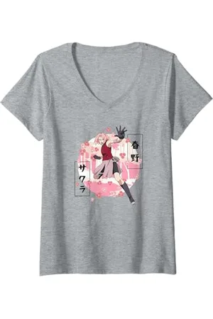 Naruto Damen Shippuden Sakura Blossoms Anime T-Shirt mit V-Ausschnitt