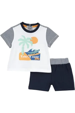 chicco Babyset met T-shirt en Korte Broek, met Knopen op de Achterkant, met Moderne en Trendy Grafische Prints, van Katoen, Machinewasbaar, 0-24 Maanden, Entworfen in Italien