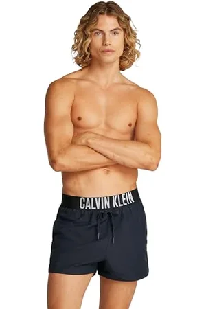 Calvin Klein Herren Badehose Short mit Logobund, Blau (Dark Sapphire), S