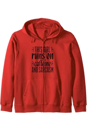 Iron Kor This Girl Runs on Caffeine and Sarcasm Funny Sarcastic Humor Kapuzenjacke