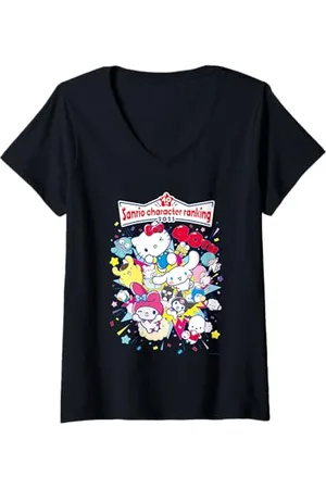 Sanrio Damen T-Shirt zur Charakterwertung 2025 T-Shirt mit V-Ausschnitt