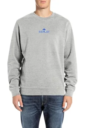 Replay Herren Sweatshirt mit Rundhalsausschnitt, Grün (Light Grey Melange... M08), XXL