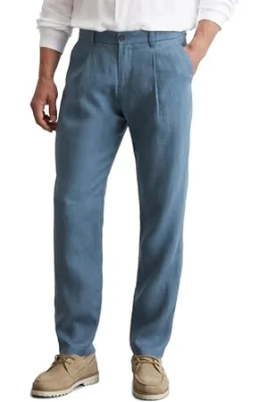 Marc O’ Polo Marc OߴPolo Herren Leinenhose mit elastischem Bund lang, Blau , W33/L34