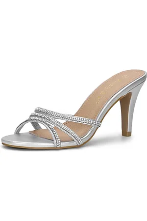 Allegra K Pantoletten mit Strass-Absatz für Damen 38.5