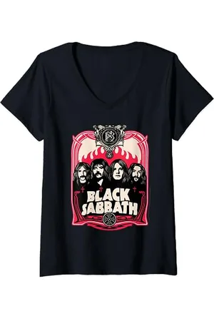Black Sabbath Offizielle rote Flammen T-Shirt mit V-Ausschnitt