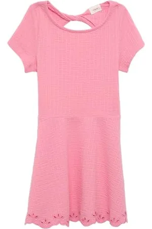 QS by s.Oliver Strukturiertes Baumwollkleid mit Cut Out und Lochstickerei pink 140