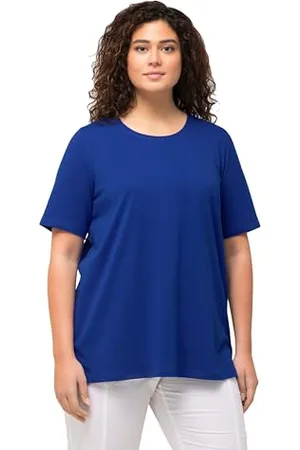 Ulla Popken Damen T-Shirt, A-Linie, Rundhalsausschnitt, Halbarm Shirt Rundhals, , 42-44 EU