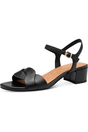 Marco Tozzi Damen Sandalen mit Absatz aus Leder mit Schließe, (Black), 39 EU