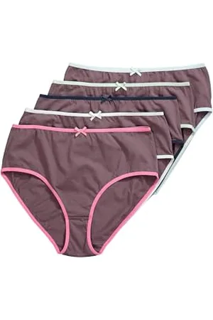Ulla Popken Damen große Größen Übergrößen Plus Size Midislips, 5er-Pack, farbige Kanten
