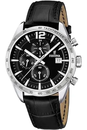 Festina Herren Chronograph Quarz Uhr mit Leder Armband F16760/4