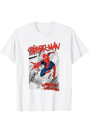 Marvel Spiderman Sketch City T-Shirt, , Cartoon, Crew-Ausschnitt, Kurzarm, S, Unisex Erwachsene, Spider-Man Fans