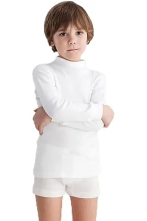 BABIDU Unisex Kinder Punt NOU Camiseta Niños Cuello Medio Alto Semicisne, Ropa Interior para Niño Y Niña Unterhemd, , 16 Años