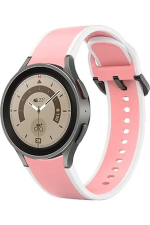 System-S Armband 20 mm aus Silikon für Samsung Galaxy Watch 5 4 Smartwatch in Weiß Pink