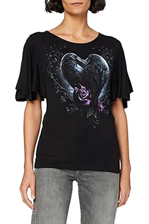 Spiral Direct Damen Raven Heart-Boat Neck Bat Sleeve Top T-Shirt, , XL